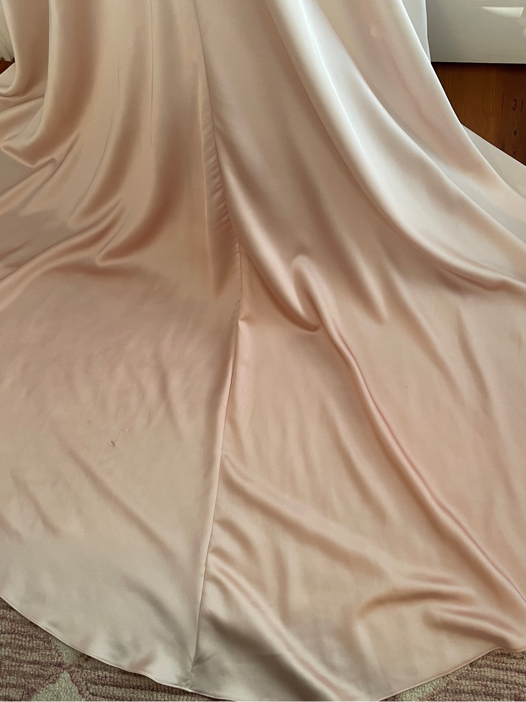 Rue De Seine Palm Haze Ivory Satin Bias Slip Gown With Train — image 7 of 8